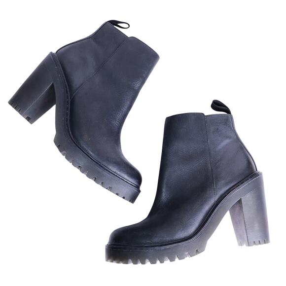 Dr. Martens Shoes - DR. MARTENS Magdalena Leather Heeled Ankle Boot Black Women's 8
